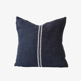 ORION SQUARE LINEN CUSHION IN MIDNIGHT AND OFF WHITE