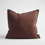 LUCA SQUARE STITCHED LINEN CUSHION IN CHOCOLATE