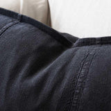 LUCA SQUARE STITCHED LINEN CUSHION IN BLACK