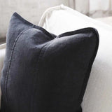 LUCA SQUARE STITCHED LINEN CUSHION IN BLACK