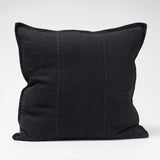 LUCA SQUARE STITCHED LINEN CUSHION IN BLACK