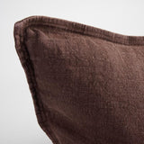 LUCA SQUARE STITCHED LINEN CUSHION IN CHOCOLATE