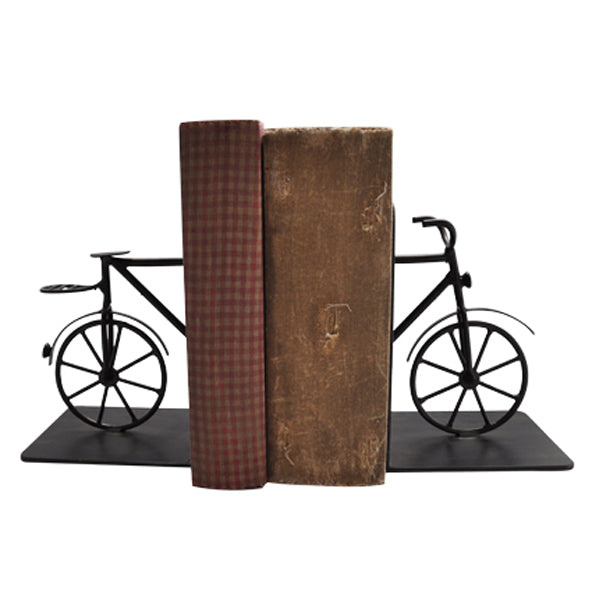 CYCLE BOOKENDS IN AGED IRON