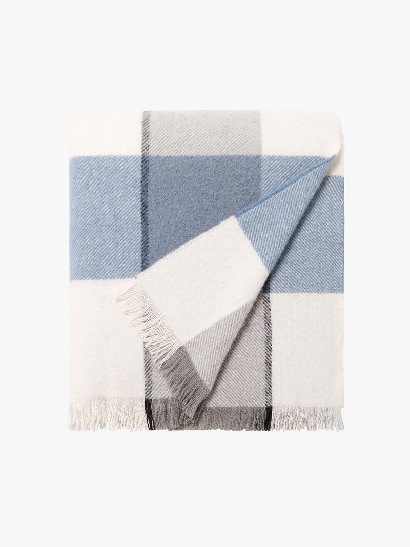 ALBY WOOL BLANKET IN LAKE BLUE