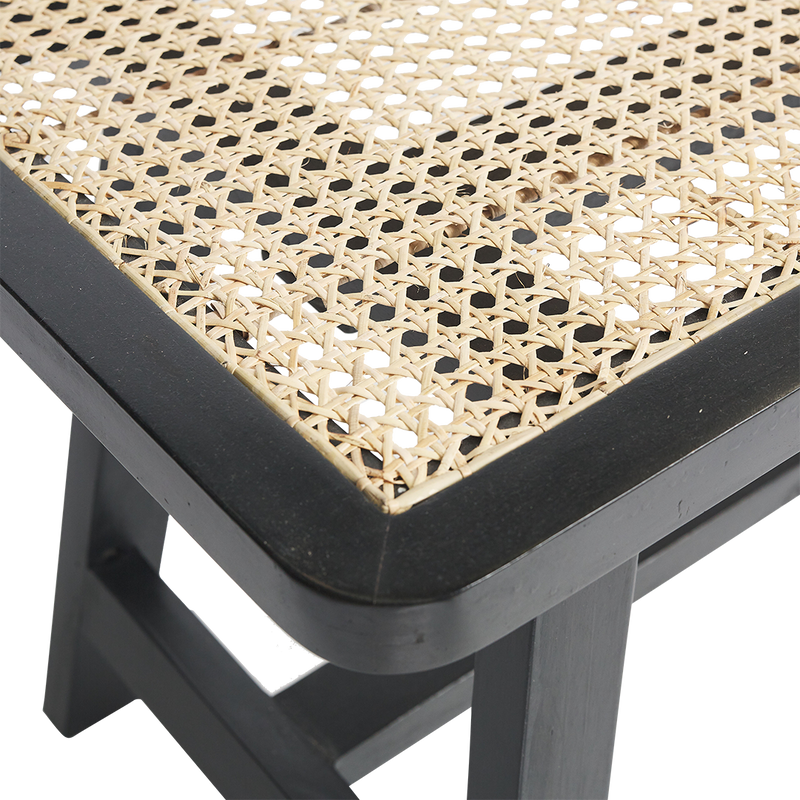 ATTIC BLACK AND NATURAL RATTAN BENCH High Country Home