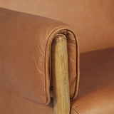 GRAYSON TAN LEATHER AND NATURAL OAK ARMCHAIR