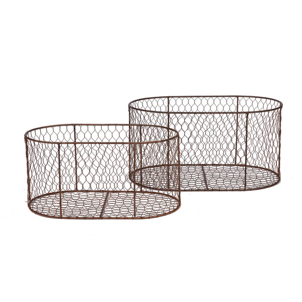 LARGE OVAL CHICKEN WIRE BASKET