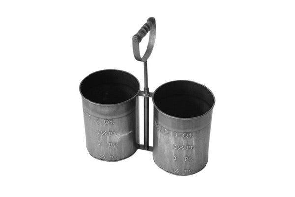 DECORATIVE METAL 2 COMPARTMENT HOLDER