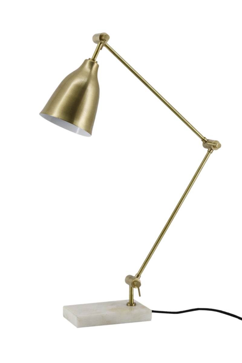 ESSEX BRUSHED BRASS DESK LAMP WITH NATURAL MARBLE BASE