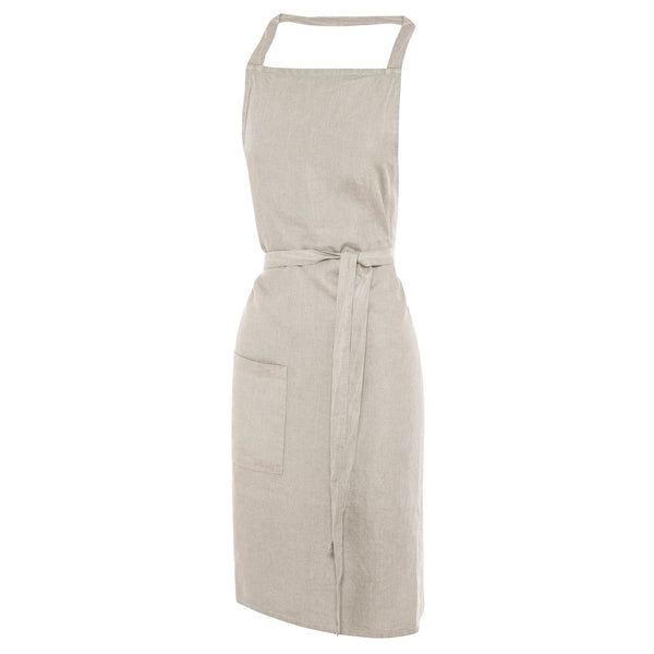 LINEN CAFE STYLE APRON IN NATURAL