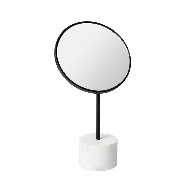 GATSBY ROUND MARBLE FOOTED VANITY MIRROR