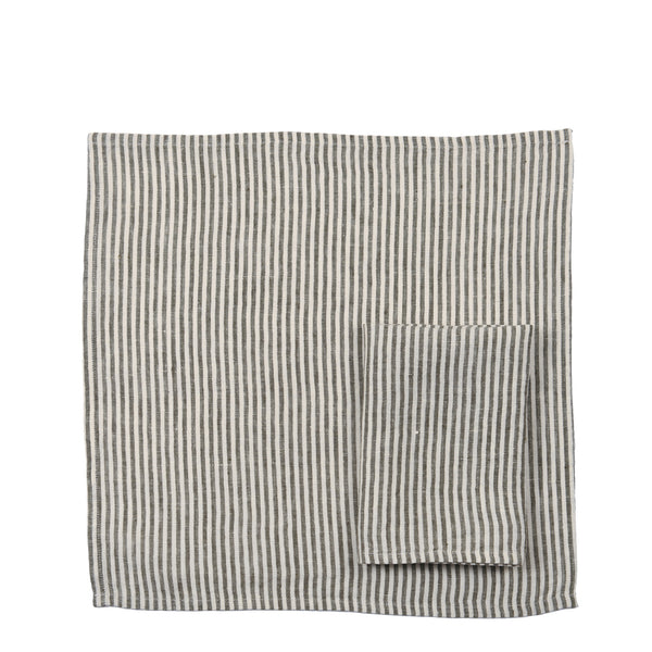 GROVE LINEN NAPKIN SET IN OLIVE AND NATURAL