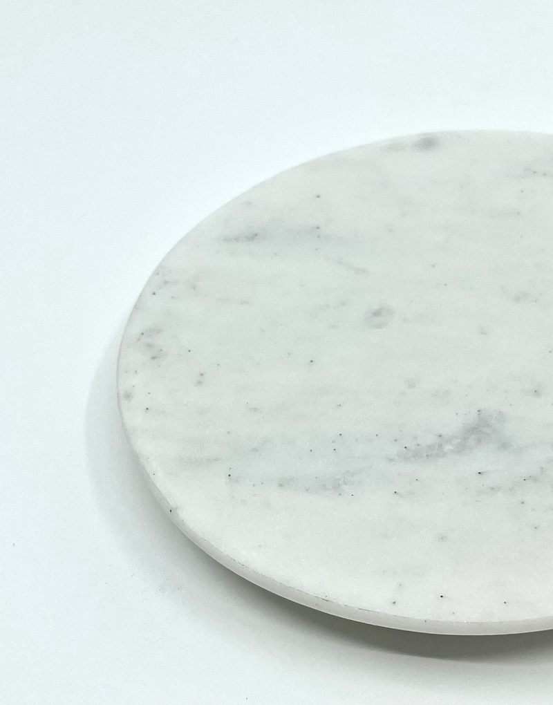 NATURAL SNOW WHITE MARBLE ROUND SOAP DISH