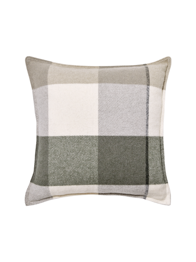 ALBY WOOL CHECKED CUSHION IN EUCALYPTUS