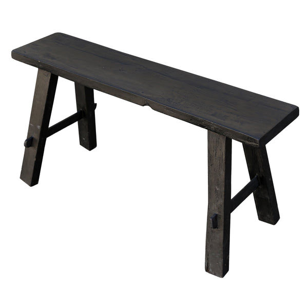 HANDCRAFTED BLACK PAINTED TIMBER BENCH IN MEDIUM