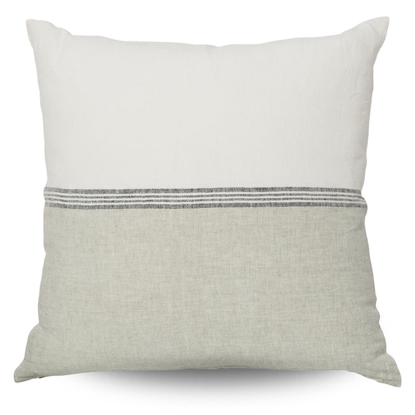FARRAR LARGE TWO TONE SAGE AND SNOW LINEN CUSHION