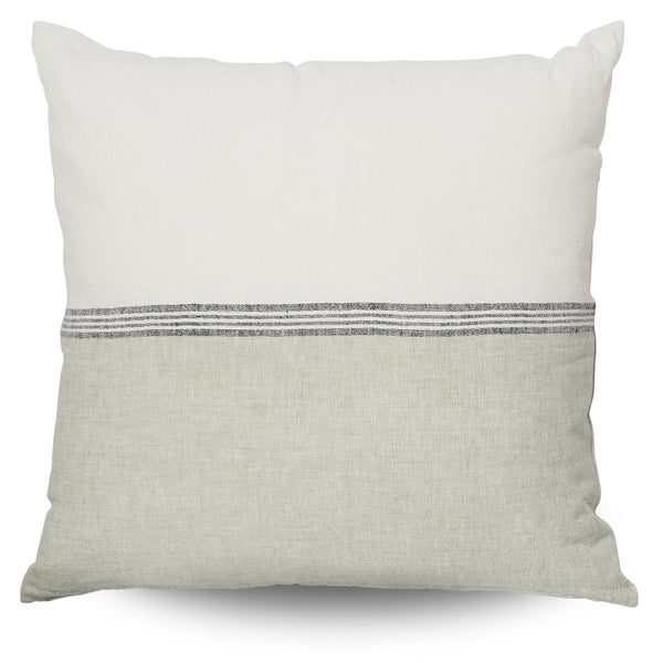 FARRAR LARGE TWO TONE SAGE AND SNOW LINEN CUSHION