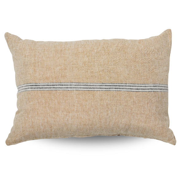 PARSONS RECTANGULAR STRIPED MUSTARD LINEN CUSHION