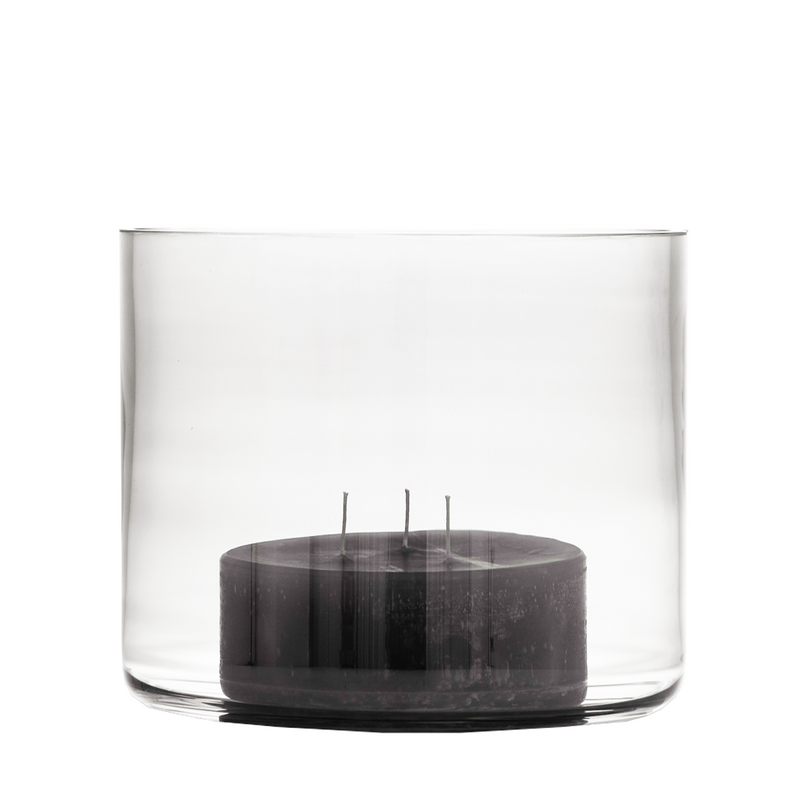 GLACIAL MEDIUM GLASS CANDLE HOLDER IN CLEAR