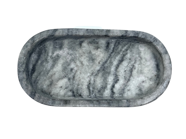 NATURAL GREY MARBLE OVAL TRAY