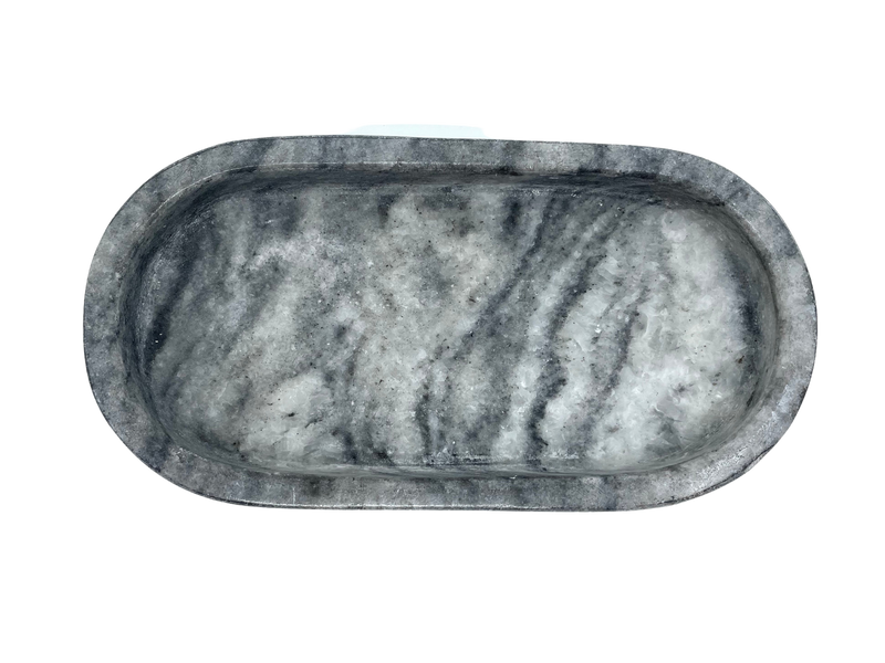 NATURAL GREY MARBLE OVAL TRAY