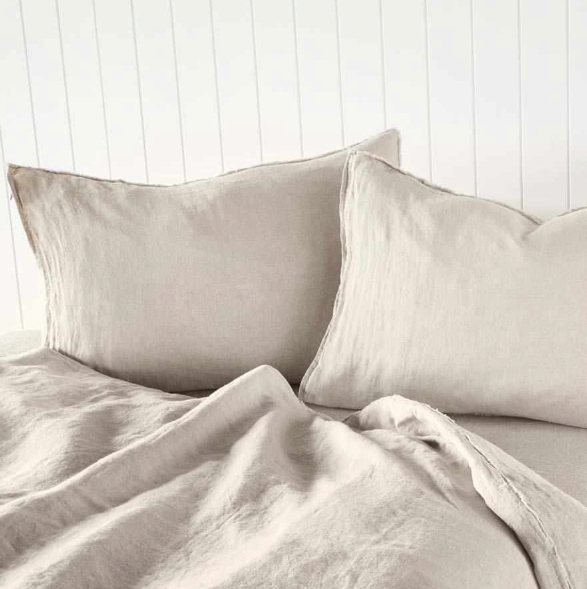 FINE FRENCH LINEN PILLOWCASE SET IN NATURAL