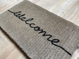 WELCOME NATURAL COIR DOORMAT IN BLACK AND WASHED GREY