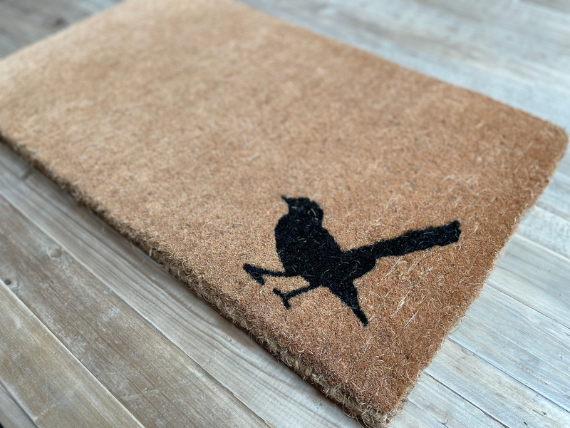 WILLY NATURAL COIR DOORMAT IN BLACK AND NATURAL